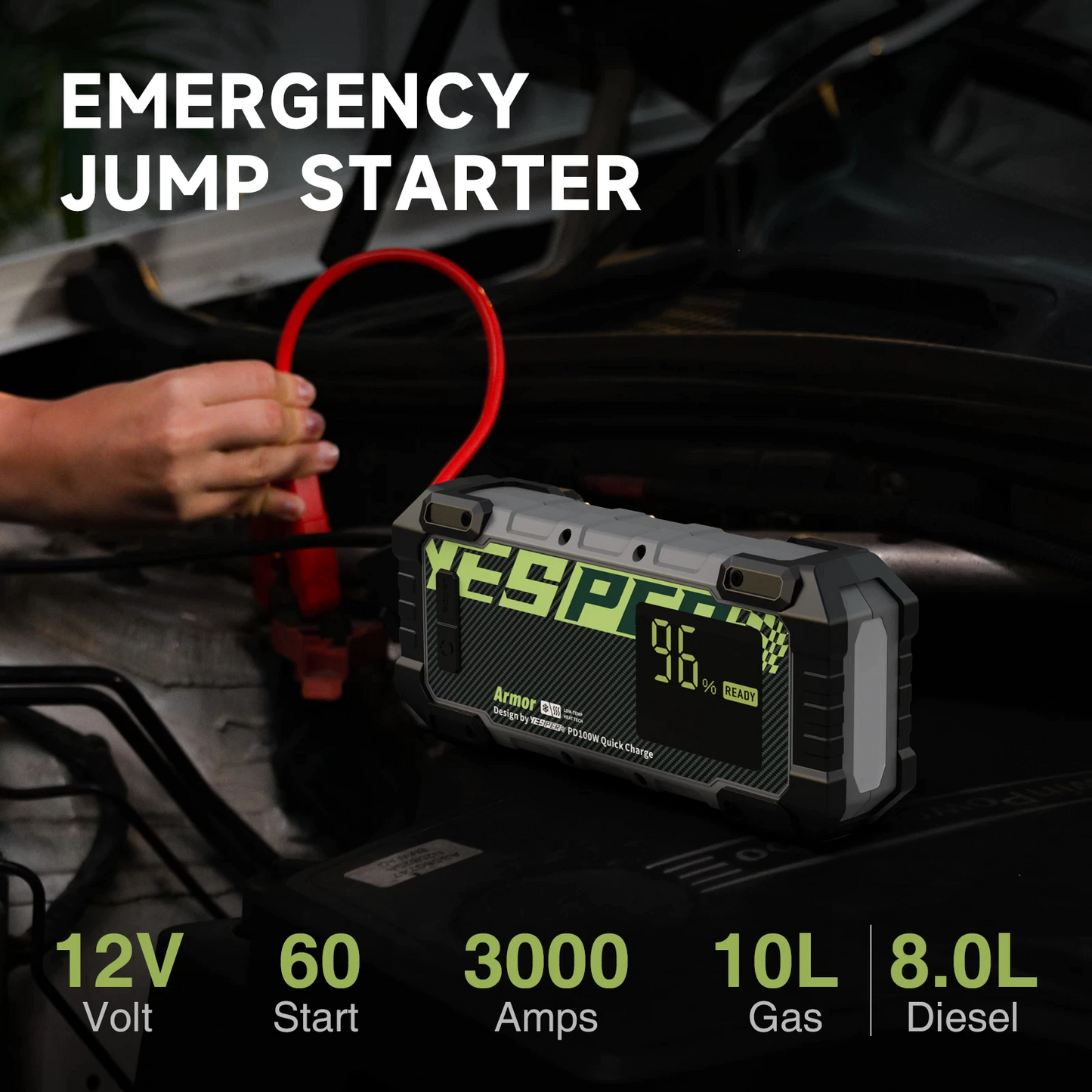 Booster 20000mAh 3000A Car Jump Starter 12V Charger