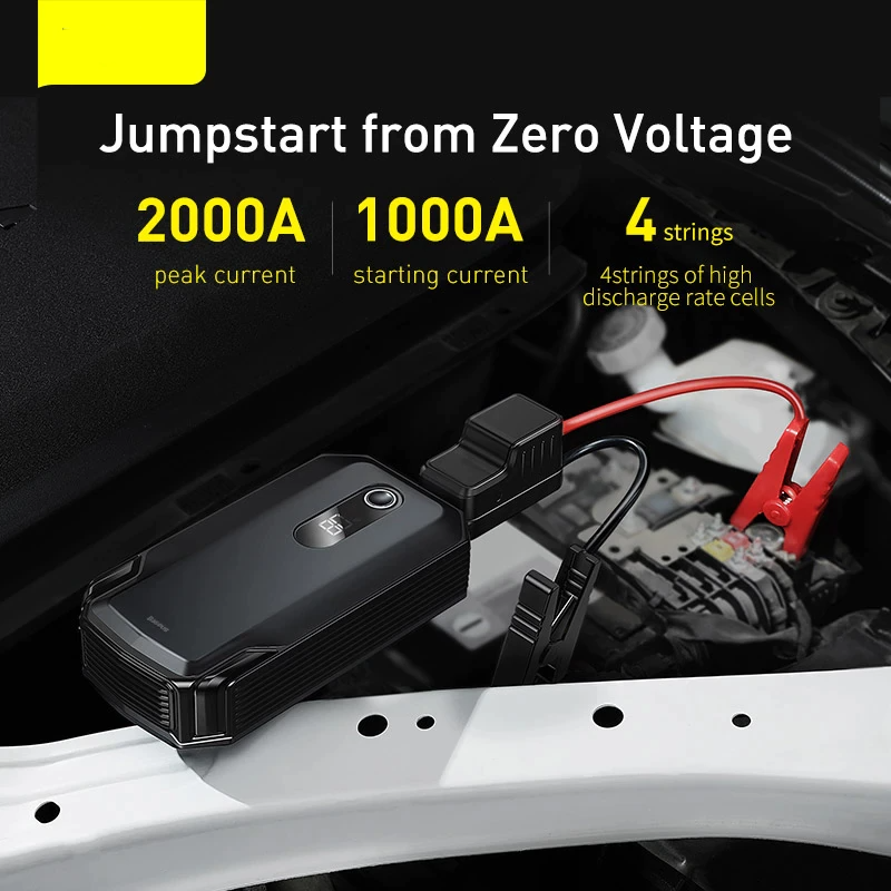 20000mAh Jump Starter Power Bank 2000A 12V Portable Car Battery