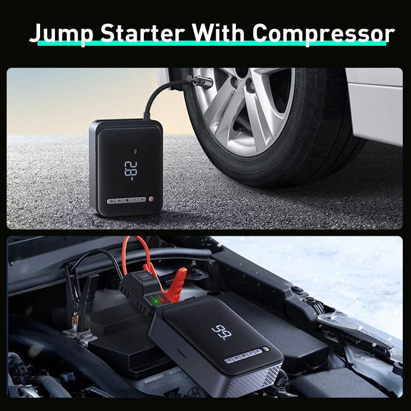 2 In 1 1000A  Car Jump Starter Power Bank Air Compressor Inflator Pump